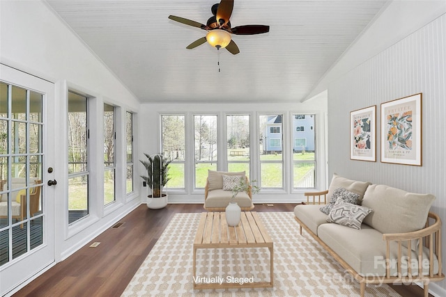 12300 Caldwell Rd, Charlotte, NC 28213 - sunroom / solarium with french doors, vaulted ceiling, and wood finished floors