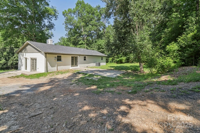848 Ike Lynch Rd, Dallas, NC 28034 - rear view of property with french doors, a chimney, a patio area, and brick siding