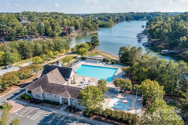10043 Tepa Pl, Tega Cay, SC 29708 - aerial view of a nearby body of water and a pool area