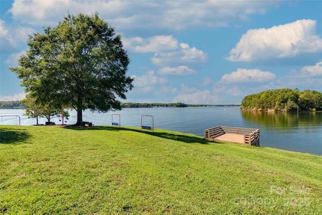 10043 Tepa Pl, Tega Cay, SC 29708 - dock featuring a water view and a lawn
