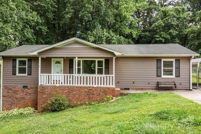 146 Duff St, Gastonia, NC 29715 - view of front of home with covered porch, a front lawn, and roof with shingles