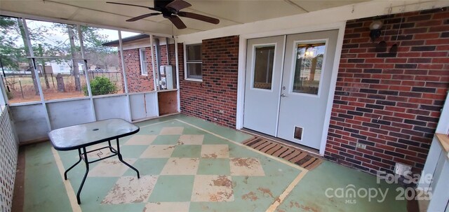 711 Burtonwood Ln, Lincolnton, NC 28092 - unfurnished sunroom with ceiling fan and french doors