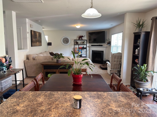 1818 Windy Willow Ln, Dallas, NC 28034 - dining area featuring a fireplace