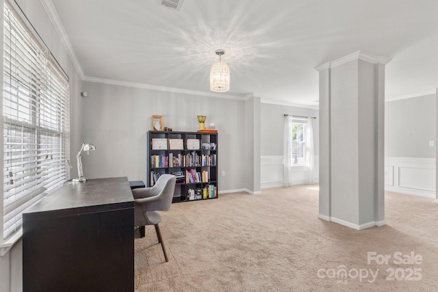 1398 Kent Downs Ave SW Unit 52, Concord, NC 28027 - office space featuring carpet, ornamental molding, a chandelier, and wainscoting