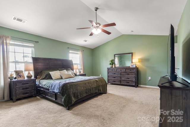 1398 Kent Downs Ave SW Unit 52, Concord, NC 28027 - carpeted bedroom featuring vaulted ceiling, ceiling fan, and baseboards