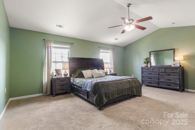 1398 Kent Downs Ave SW Unit 52, Concord, NC 28027 - bedroom with vaulted ceiling, carpet floors, baseboards, and ceiling fan