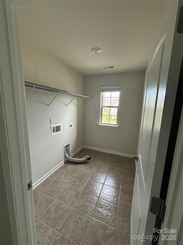 145 W Morehouse Ave, Mooresville, NC 28117 - laundry room featuring hookup for an electric dryer, washer hookup, baseboards, and dark tile patterned flooring