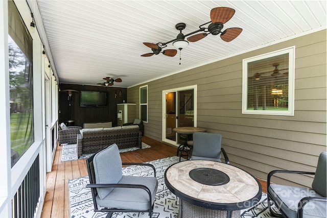 274 Cove Creek Loop, Mooresville, NC 28117 - sunroom / solarium featuring ceiling fan, plenty of natural light, and an outdoor hangout area