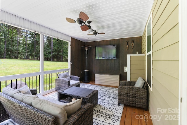 274 Cove Creek Loop, Mooresville, NC 28117 - sunroom with an outdoor hangout area and a ceiling fan