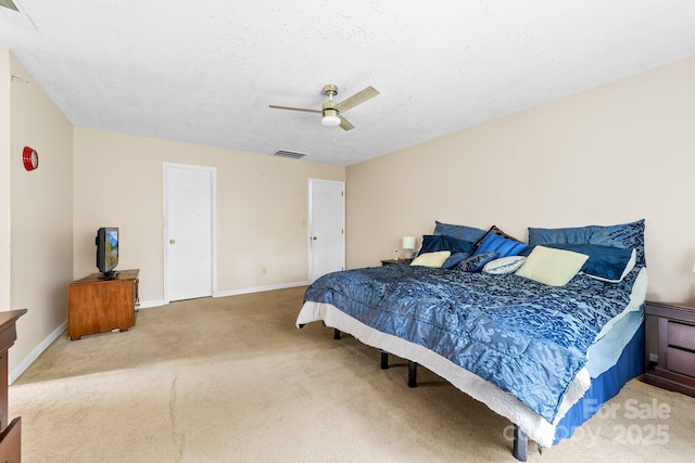 10951 Fox Mill Ln, Charlotte, NC 28277 - carpeted bedroom with ceiling fan and a textured ceiling