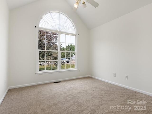 7006 Lone Eagle Dr # 18, Monroe, NC 28110 - carpeted empty room with lofted ceiling and a ceiling fan