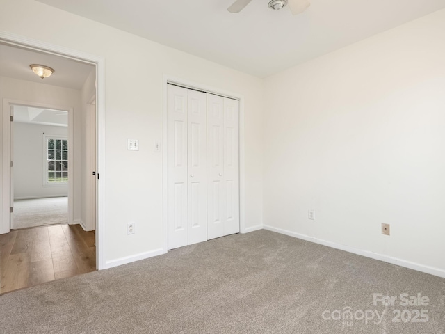7006 Lone Eagle Dr # 18, Monroe, NC 28110 - unfurnished bedroom with carpet flooring, a closet, and a ceiling fan