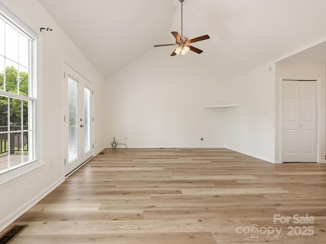 7006 Lone Eagle Dr # 18, Monroe, NC 28110 - unfurnished room featuring vaulted ceiling, a ceiling fan, and light wood-style floors