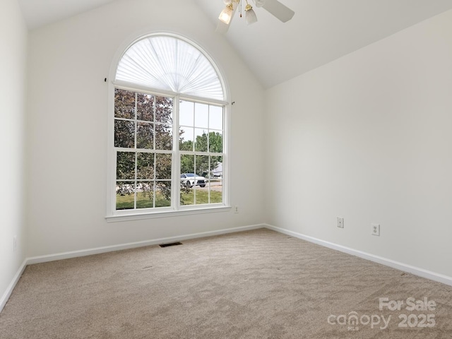 7006 Lone Eagle Dr # 18, Monroe, NC 28110 - empty room with lofted ceiling, ceiling fan, and carpet