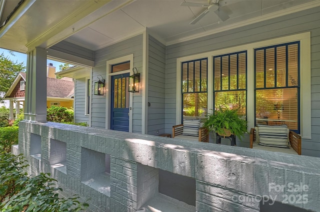 2223 Club Rd, Charlotte, NC 28205 - property entrance featuring a porch and a ceiling fan
