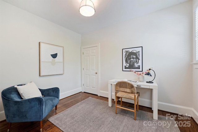2223 Club Rd, Charlotte, NC 28205 - office area featuring wood finished floors and baseboards