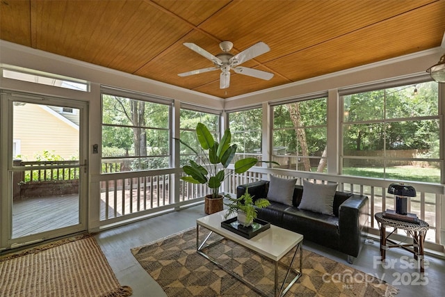 2223 Club Rd, Charlotte, NC 28205 - sunroom / solarium featuring a ceiling fan and an outdoor living space