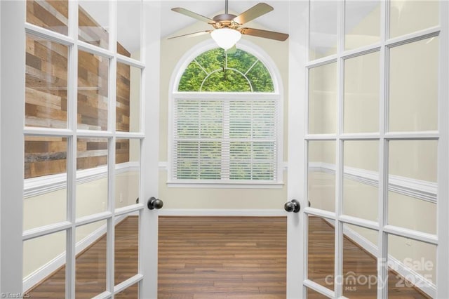 202 Watchtower Ct, Winston Salem, NC 27127 - unfurnished sunroom with french doors and vaulted ceiling