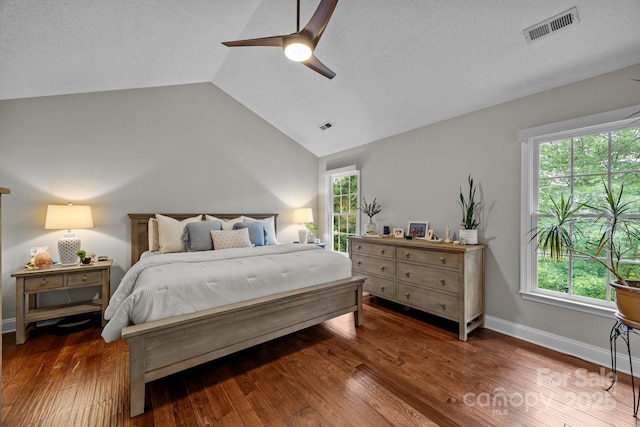 201 Windsor Forest Cir, Fletcher, NC 28732 - bedroom featuring lofted ceiling, wood finished floors, and a ceiling fan