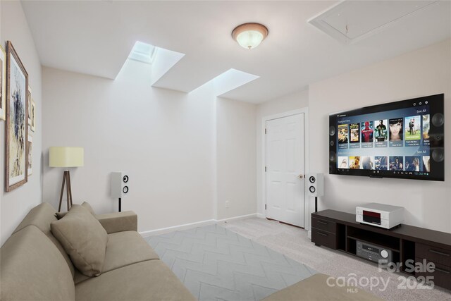 11234 Villa Trace Pl, Charlotte, NC 28277 - living area featuring attic access and a skylight