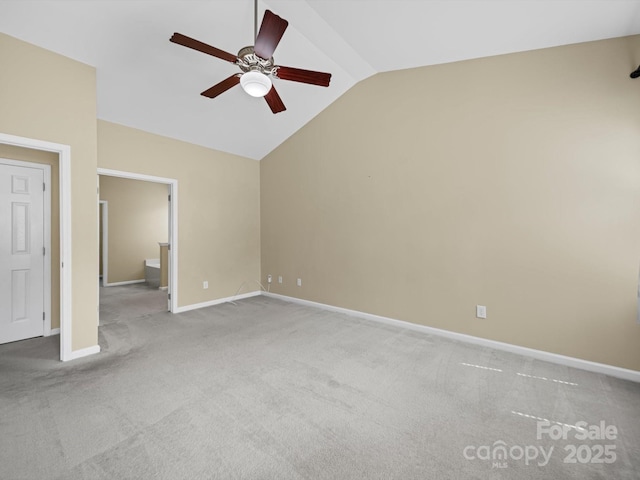 5921 Firethorne Ln, Concord, NC 28025 - unfurnished bedroom with lofted ceiling, carpet flooring, baseboards, and ceiling fan
