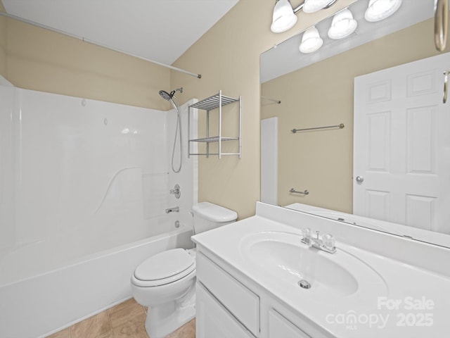 5921 Firethorne Ln, Concord, NC 28025 - bathroom featuring tub / shower combination, vanity, toilet, and tile patterned flooring