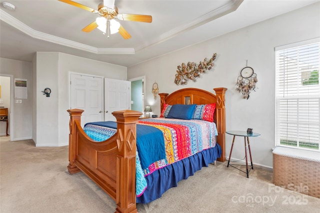 1418 Skidaway St NW Unit 427, Concord, NC 28027 - bedroom featuring carpet, multiple windows, a raised ceiling, and crown molding
