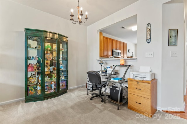 1418 Skidaway St NW Unit 427, Concord, NC 28027 - home office featuring a chandelier and light colored carpet
