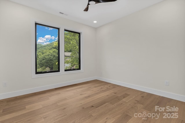 127 View Ridge Parkway, Leicester, NC 28748 - unfurnished room with ceiling fan, light wood-type flooring, and recessed lighting