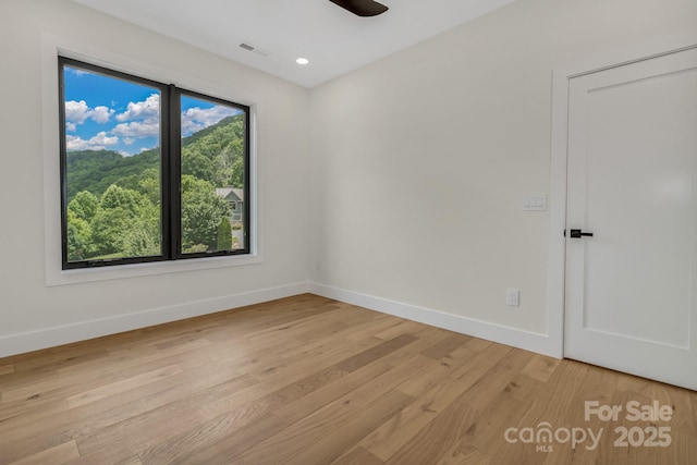 127 View Ridge Parkway, Leicester, NC 28748 - unfurnished room with light wood-style flooring, ceiling fan, and recessed lighting