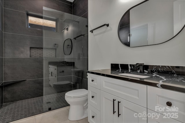 127 View Ridge Parkway, Leicester, NC 28748 - bathroom featuring vanity, a walk in shower, and tile patterned floors