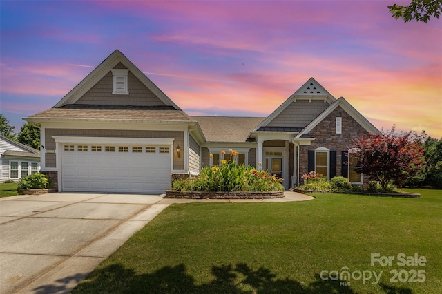 4208 Rosy Billed Ct Unit 30, Fort Mill, SC 29707 - view of front facade with a yard, stone siding, driveway, and a garage