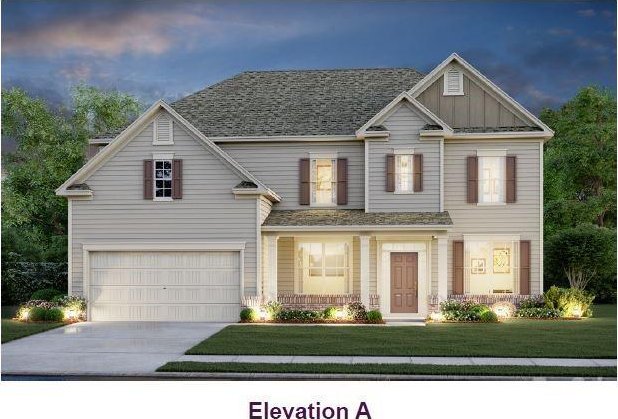 143 Jentri Way, Mooresville, NC 28115 - view of front of property featuring driveway, a garage, board and batten siding, and a front lawn