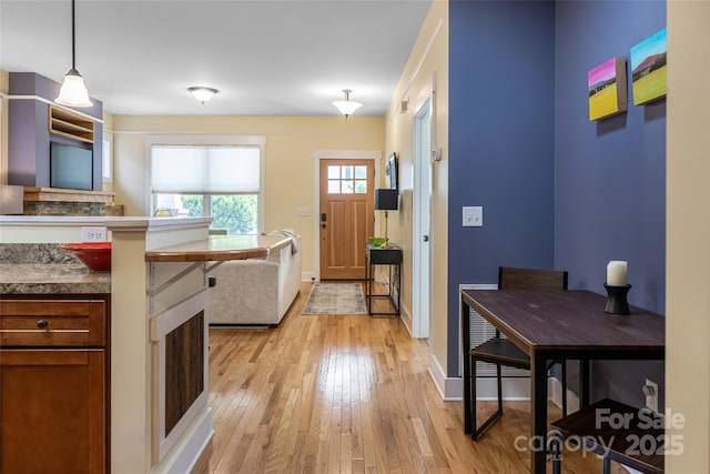 26 Byrdcliffe Ln, Asheville, NC 28805 - kitchen featuring light wood-type flooring and hanging light fixtures
