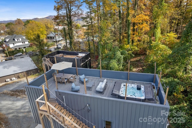 28 Carrick Ln, Brevard, NC 28712 - wooden terrace with stairway and a mountain view