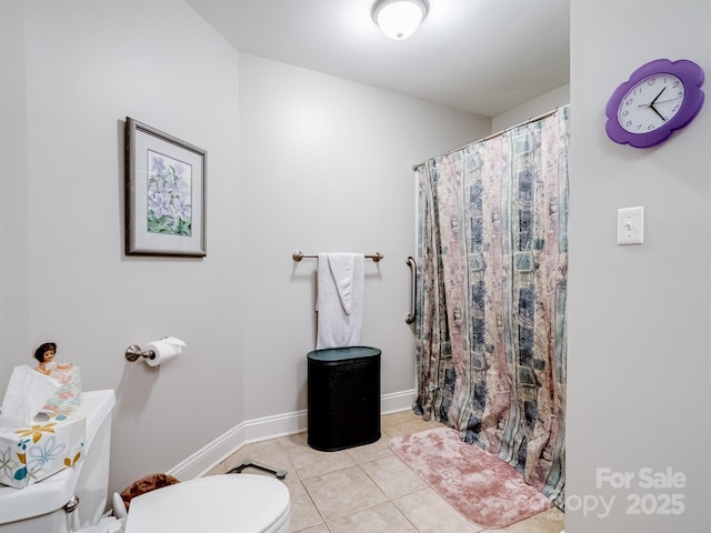 1836 Fairlawn Ct, Rock Hill, SC 29732 - bathroom featuring toilet, tile patterned floors, a shower with curtain, and baseboards
