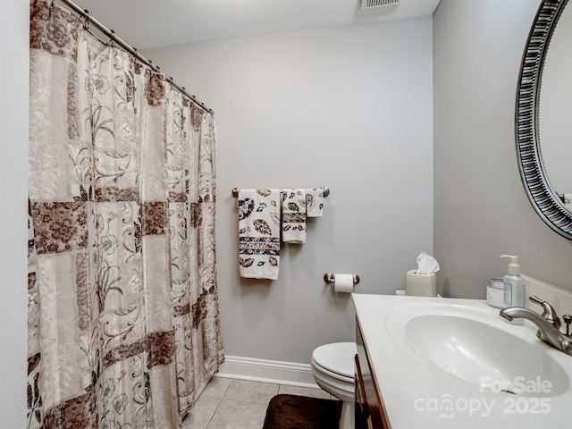 1836 Fairlawn Ct, Rock Hill, SC 29732 - full bath with toilet, tile patterned floors, vanity, curtained shower, and baseboards
