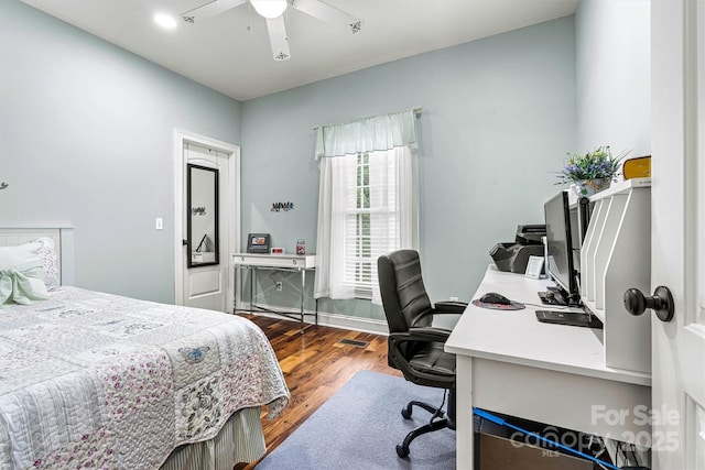 1616 Indian Springs Dr NW, Conover, NC 28613 - bedroom featuring wood finished floors, a desk, and ceiling fan