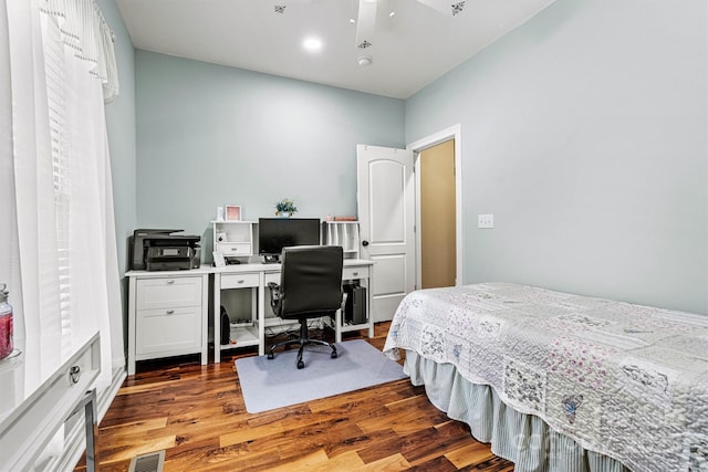 1616 Indian Springs Dr NW, Conover, NC 28613 - bedroom featuring wood finished floors, an office area, and a ceiling fan