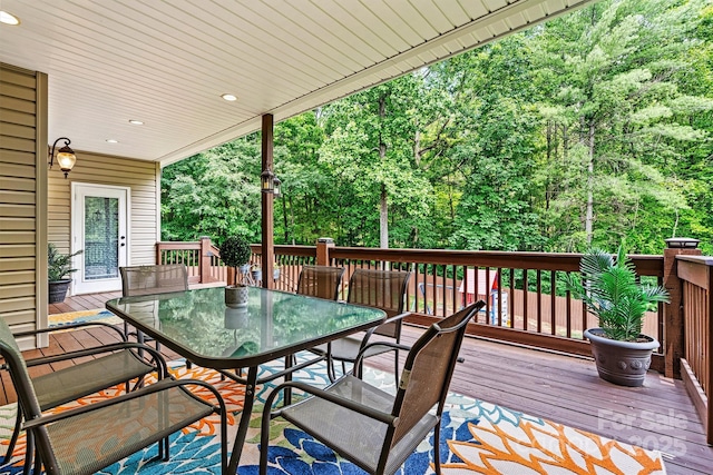 1616 Indian Springs Dr NW, Conover, NC 28613 - wooden deck featuring outdoor dining space