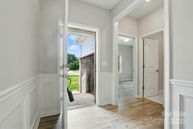 18619 Mainsail Ct, Lancaster, SC 29720 - entrance foyer with a wainscoted wall, a decorative wall, and wood finished floors