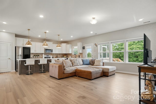 18619 Mainsail Ct, Lancaster, SC 29720 - living area with light wood-type flooring, recessed lighting, and baseboards
