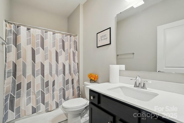 18619 Mainsail Ct, Lancaster, SC 29720 - bathroom with vanity, toilet, and curtained shower