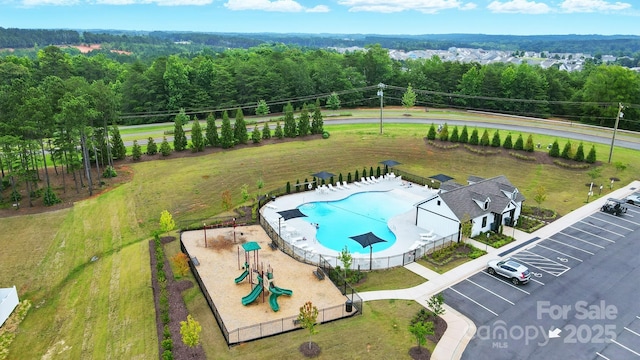 18619 Mainsail Ct, Lancaster, SC 29720 - bird's eye view of a pool area and a forest