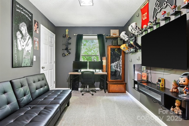5378 Westwood Dr, Granite Falls, NC 28630 - home office with carpet flooring and a textured ceiling