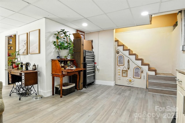 5378 Westwood Dr, Granite Falls, NC 28630 - stairs featuring wood finished floors, a paneled ceiling, and recessed lighting