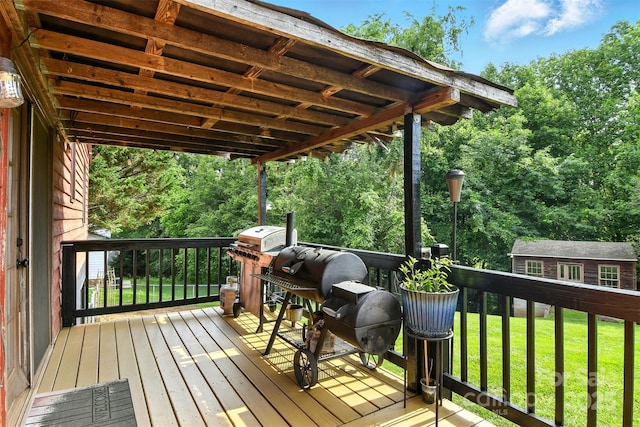 5378 Westwood Dr, Granite Falls, NC 28630 - deck featuring a yard and an outdoor structure