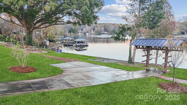 4455 Reed Creek Dr Unit 101, Sherrills Ford, NC 28673 - dock featuring a water view and a yard
