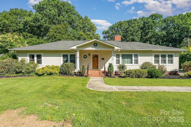 1107 Fairfield Dr, Gastonia, NC 28054 - view of front of house featuring a chimney, a front lawn, and a shingled roof