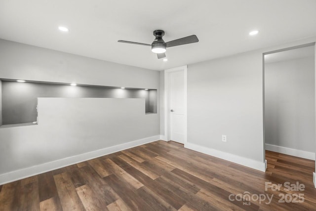 5354 Sherrills Ford Rd, Catawba, NC 28609 - unfurnished bedroom with wood finished floors, recessed lighting, baseboards, and a ceiling fan